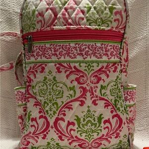BELVAH Pink and Green Quilted Backpack